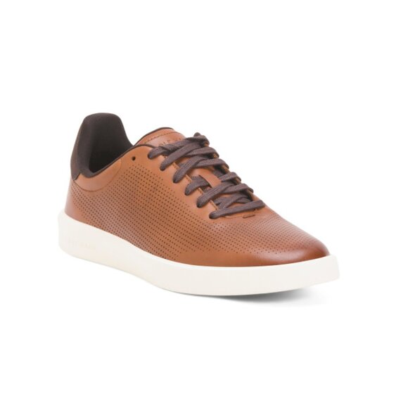 COLE HAAN Tan/chocolate Men's Leather Grand Cross Court Casual Shoes